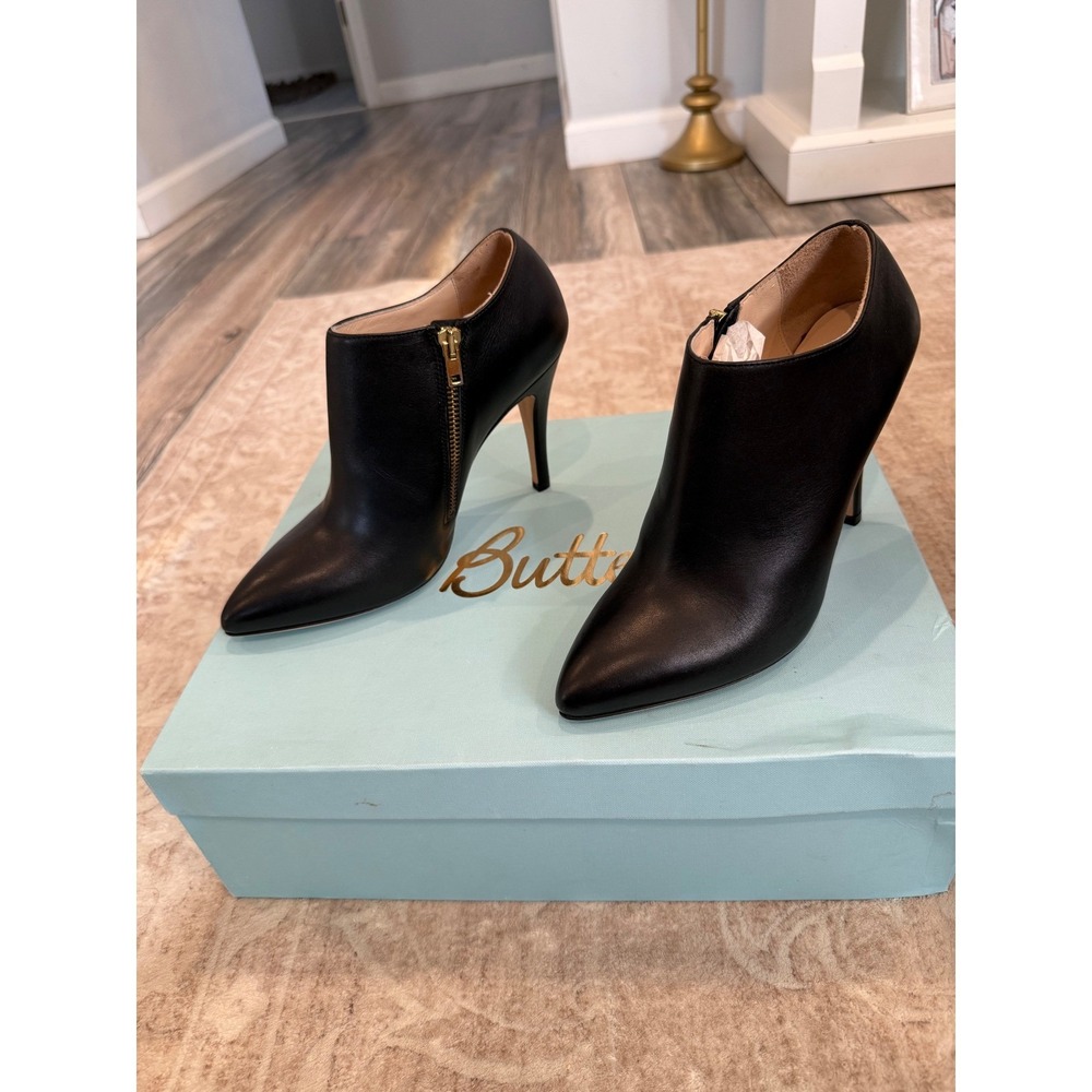 Butter London Black Leather Stiletto Booties NIB